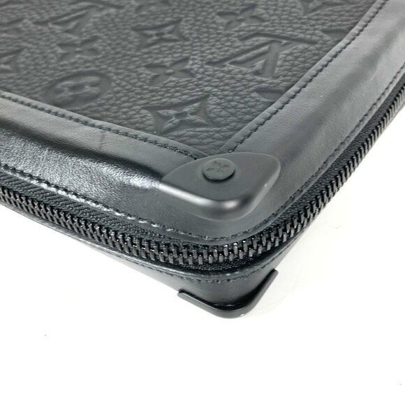 LOUIS VUITTON Black Monogram Leather Pouch - Picture 7 of 16